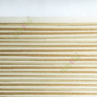 Gold white color horizontal embossed layer lace textured pattern with transparent net finished background zebra blind